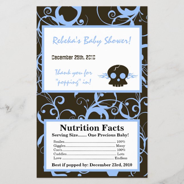 Microwave Popcorn Wrapper Boy Blue Punk Skull Flam (Front)