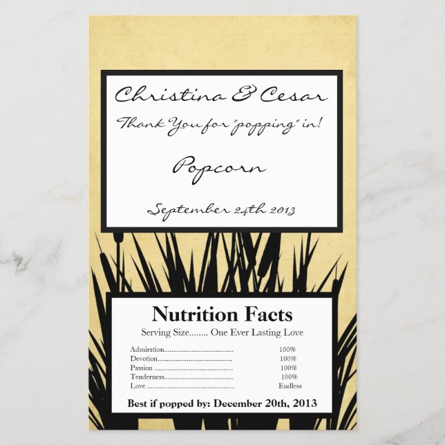 Microwave Popcorn Wrapper Cattail/Dragonfly Silhou (Front)