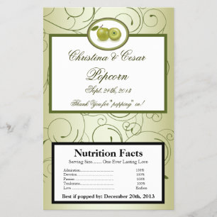 Microwave Popcorn Wrapper Green Apple Swirls Fruit