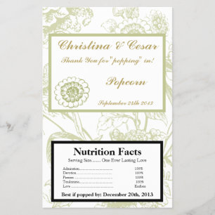 Microwave Popcorn Wrapper Green Gerbera Daisy Flow