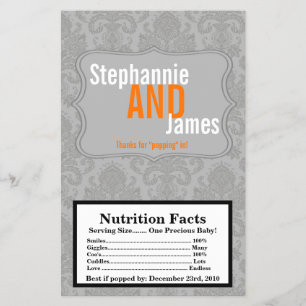 Microwave Popcorn Wrapper Modern Grey Damask Lace