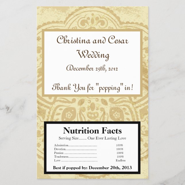 Microwave Popcorn Wrapper Moroccan Party (Front)