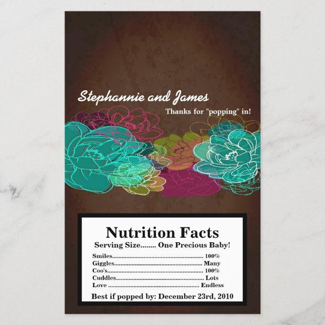 Microwave Popcorn Wrapper Neon Spring Floral Flowe (Front)