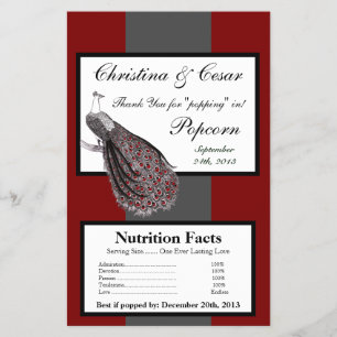 Microwave Popcorn Wrapper Peacock Red Black White