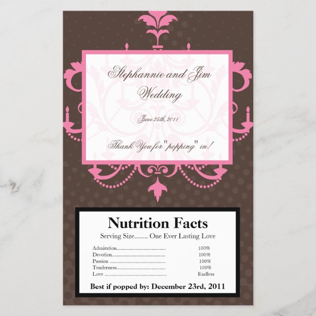 Microwave Popcorn Wrapper Pink Chandelier (Front)