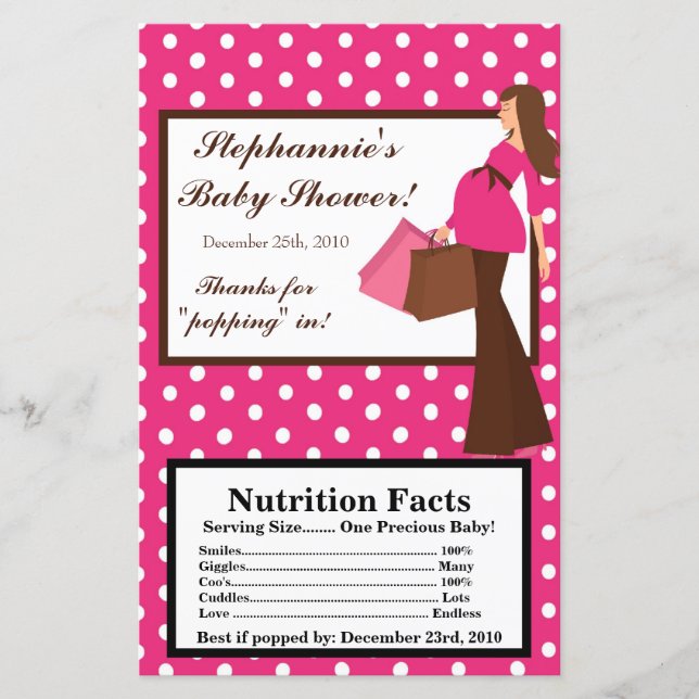 Microwave Popcorn Wrapper Pink Mod Mom Polka Dots (Front)