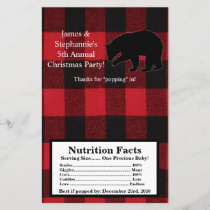 Microwave Popcorn Wrapper Red Plaid Black Bear