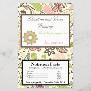 Microwave Popcorn Wrapper Spring Pink/Green Floral