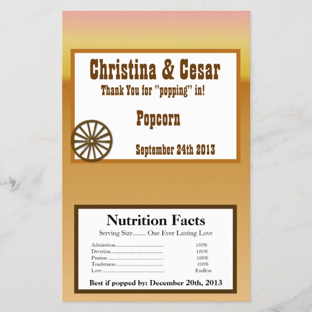 Microwave Popcorn Wrapper Wagon Wheel/Horse Shoe S (Front)