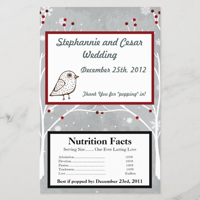 Microwave Popcorn Wrapper White Tree (Front)