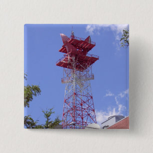 Microwave Relay Radio Telecom Tower 2 Inch Square Button