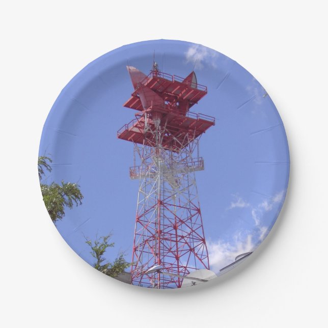 Microwave Relay Radio Telecom Tower Paper Plate (Front)