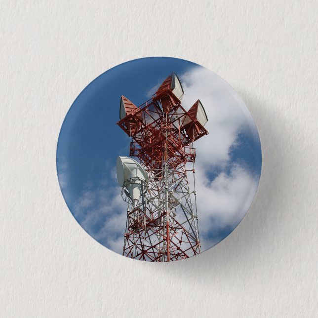Microwave Telecommunications Tower 1 Inch Round Button (Front)