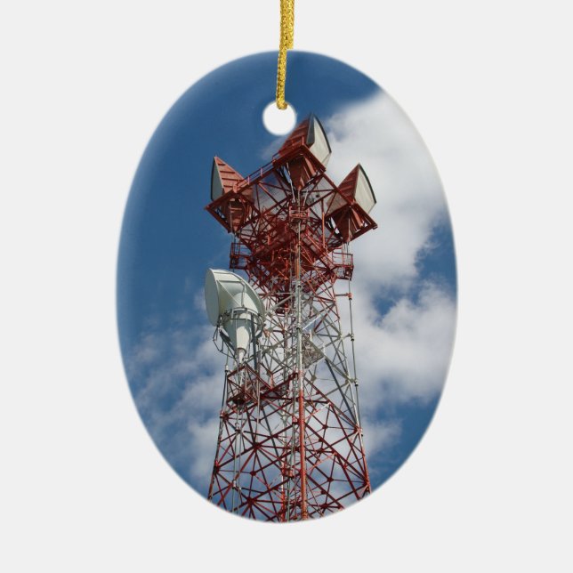 Microwave Telecommunications Tower Ceramic Ornament (Front)