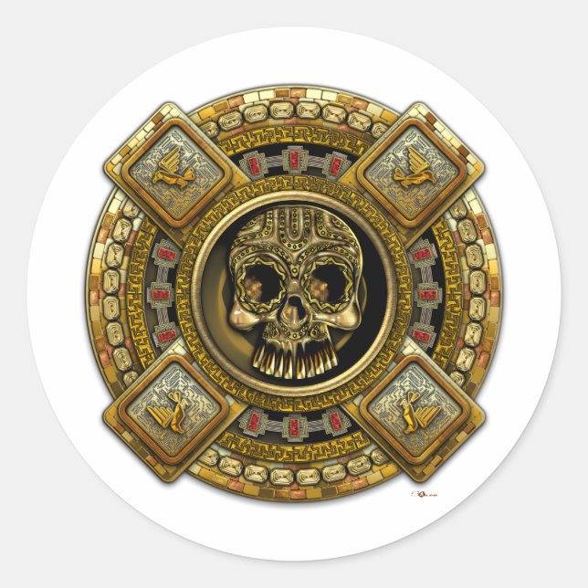 Mictlantecuhtli – Aztec God of Death Classic Round Sticker (Front)