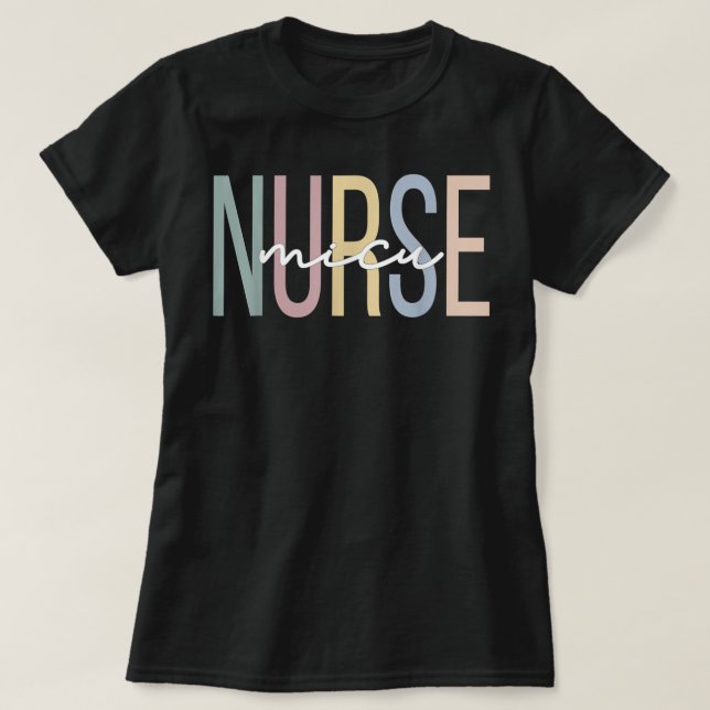 MICU Nurse Boho Medical Intensive Care Unit  T-Shirt (Design Front)