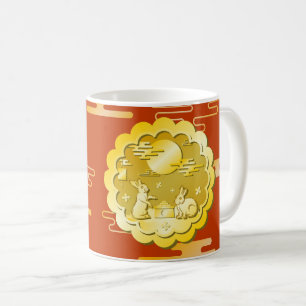 Mid Autumn Festival Gold Mooncake Moon Rabbit Coffee Mug