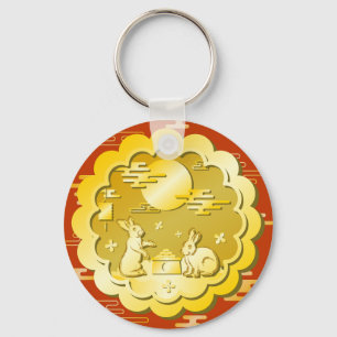 Mid Autumn Festival Gold Mooncake Moon Rabbit Keychain