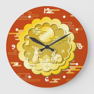 Mid Autumn Festival Gold Mooncake Moon Rabbit Large Clock