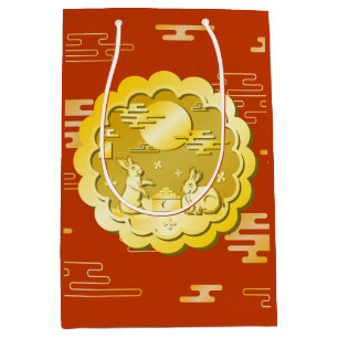 Mid Autumn Festival Gold Mooncake Moon Rabbit Medium Gift Bag
