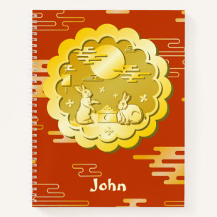 Mid Autumn Festival Gold Mooncake Moon Rabbit Notebook