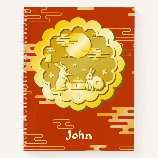 Mid Autumn Festival Gold Mooncake Moon Rabbit Notebook (Front)