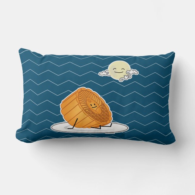 Mid Autumn Festival Moon cake lunar mooncakes past Lumbar Pillow (Front)