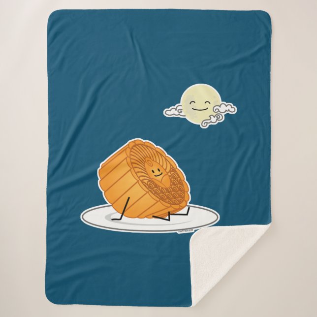 Mid Autumn Festival Moon cake lunar mooncakes past Sherpa Blanket (Front)