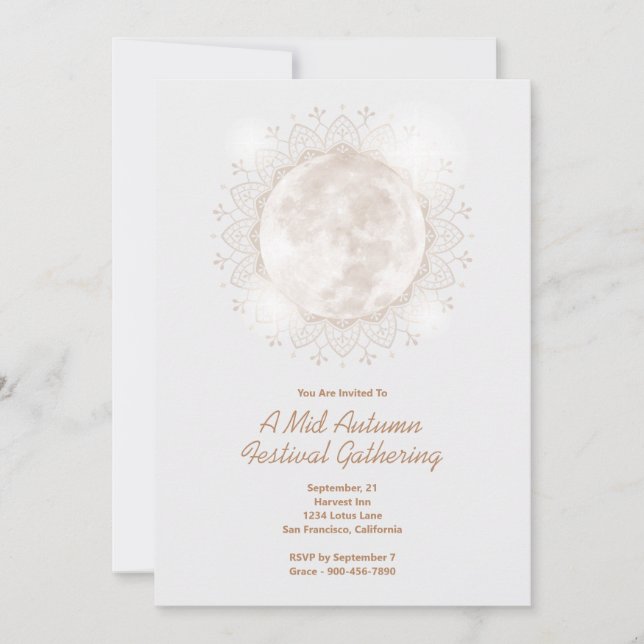 Mid Autumn Festival Moon Mandala  Invitation (Front)