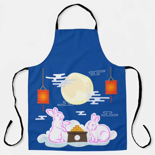 Mid Autumn Festival Moon Rabbit Mooncake Clouds Apron (Front)