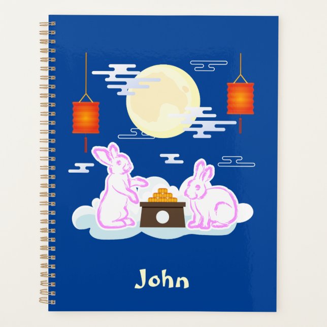 Mid Autumn Festival Moon Rabbit Mooncake Clouds Planner (Front)