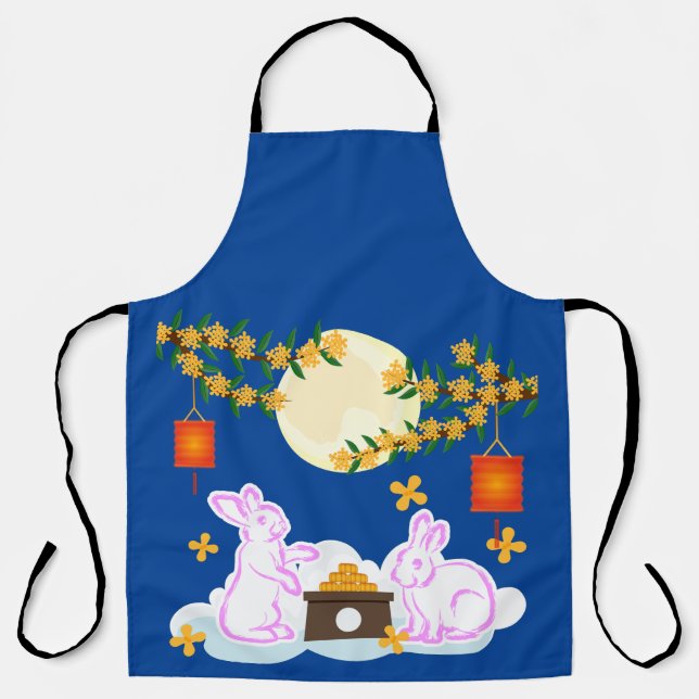Mid Autumn Festival Moon Rabbit Mooncake Osmanthus Apron (Front)