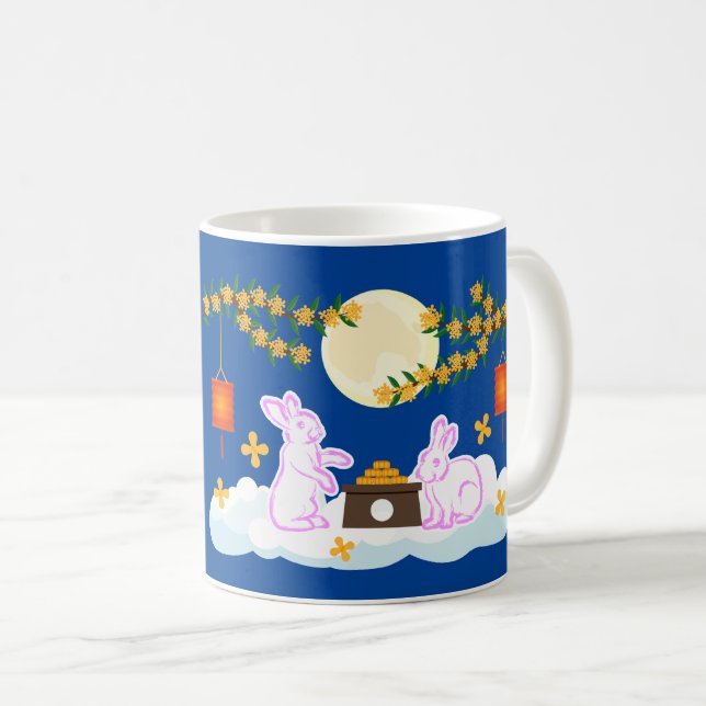 Mid Autumn Festival Moon Rabbit Mooncake Osmanthus Coffee Mug (Front Right)