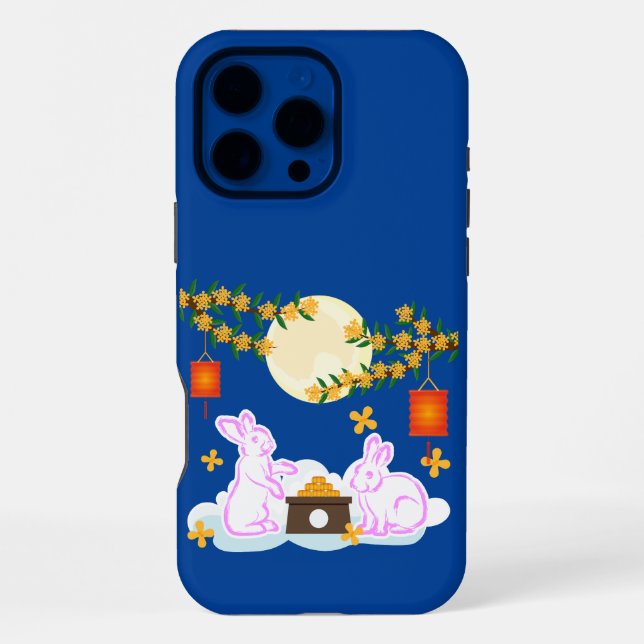 Mid Autumn Festival Moon Rabbit Mooncake Osmanthus iPhone Case (Back)