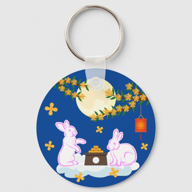 Mid Autumn Festival Moon Rabbit Mooncake Osmanthus Keychain (Front)