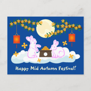 Mid Autumn Festival Moon Rabbit Mooncake Osmanthus Postcard