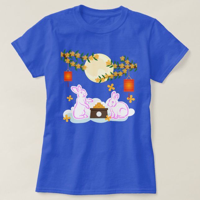 Mid Autumn Festival Moon Rabbit Mooncake Osmanthus T-Shirt (Design Front)
