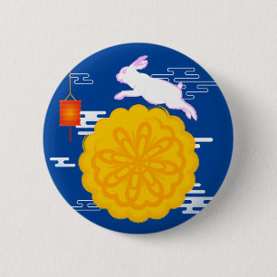 Mid Autumn Festival Mooncake Jumping Moon Rabbit 2 Inch Round Button