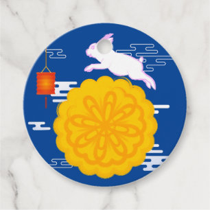 Mid Autumn Festival Mooncake Jumping Moon Rabbit Favour Tags