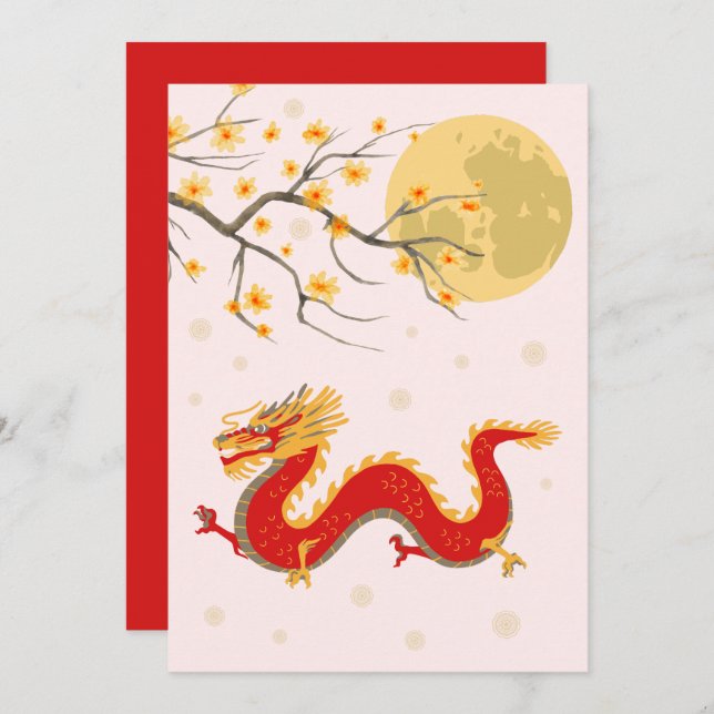 Mid-Autumn Moon Festival Dragon Holiday Card (Front/Back)