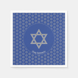 Mid Blue Customizable STAR OF DAVID Paper Napkin