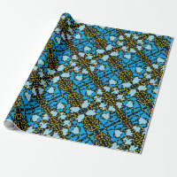 Mid blue with gold trims in patterns