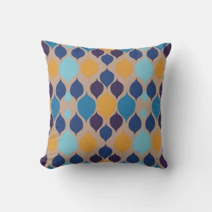 Mid Century 1960s Geometric Beige Throw Pillow