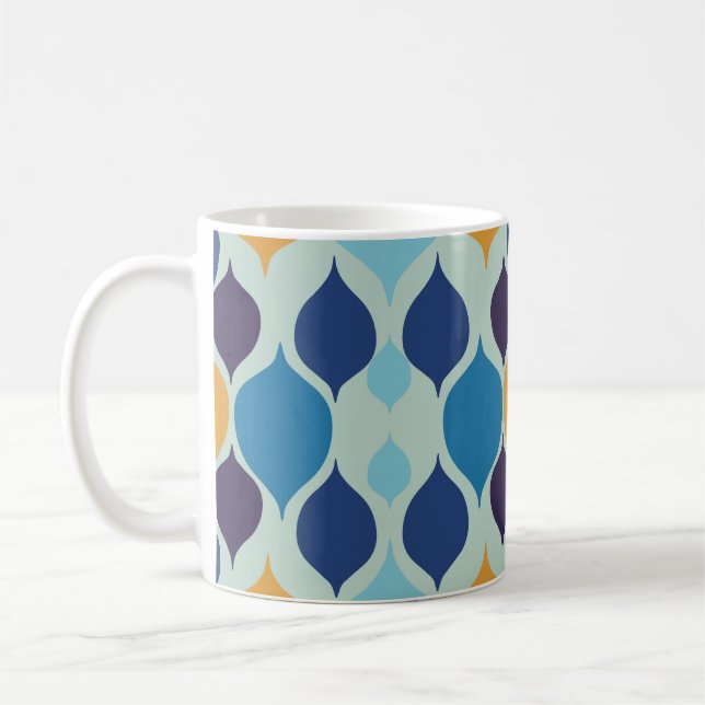 Mid Century 1960s Geometric Blue Coffee Mug (Left)