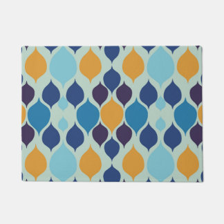 Mid Century 1960s Geometric Blue  Doormat