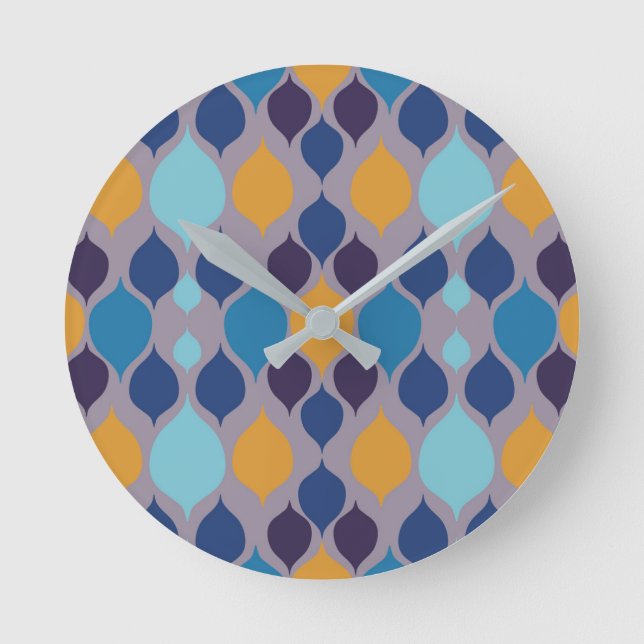 Mid Century 1960s Geometric Pastel Round Clock (Front)