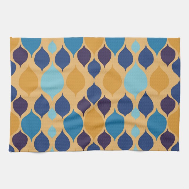 Mid Century 1960s Geometric Yellow Kitchen Towel (Horizontal)