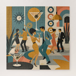 Mid Century 60s Hip Martini Cocktail Dance Party Jigsaw Puzzle