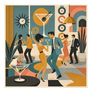 Mid Century 60s Hip Martini Cocktail Dance Party Photo Print