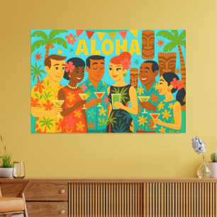 Mid Century 60s Luau Office Cocktail Party Canvas Print